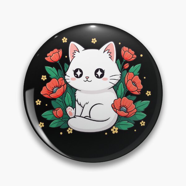 Item preview, Cute Kawaii Black Cat with Flowers Gift For Pet Lover designed and sold by Snuggle Paws⭐⭐⭐⭐⭐.
