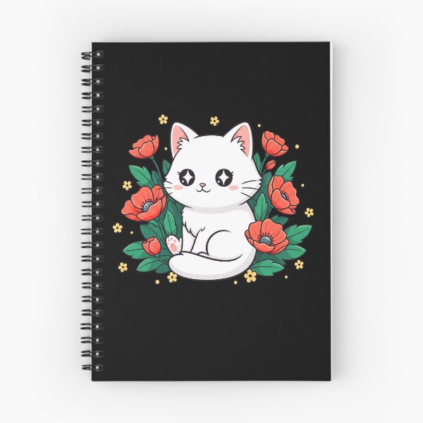 Item preview, Cute Kawaii Black Cat with Flowers Gift For Pet Lover designed and sold by Snuggle Paws⭐⭐⭐⭐⭐.