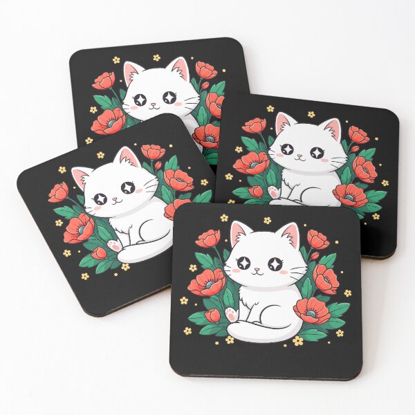 Item preview, Cute Kawaii Black Cat with Flowers Gift For Pet Lover designed and sold by Snuggle Paws⭐⭐⭐⭐⭐.