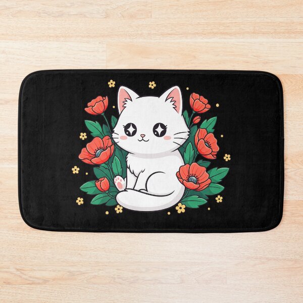 Item preview, Cute Kawaii Black Cat with Flowers Gift For Pet Lover designed and sold by Snuggle Paws⭐⭐⭐⭐⭐.