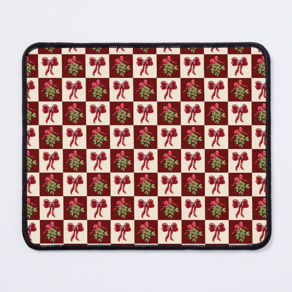 Item preview, Checkered Mistletoe Branch with Bow and Holiday Bows Red and Cream designed and sold by JasmineGDesigns.