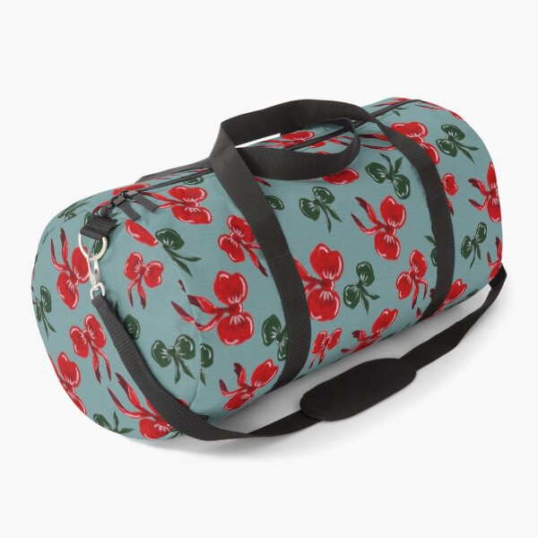 Item preview, Tossed Christmas Bows Red Bow and Green Bow Dusty Teal Blue designed and sold by JasmineGDesigns.