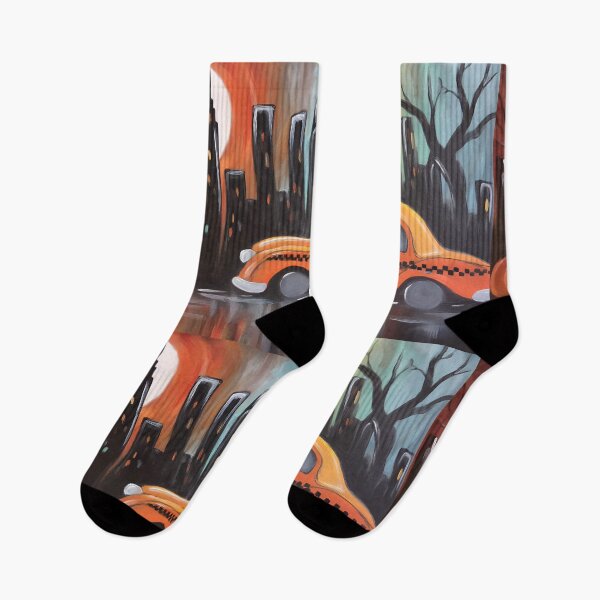 Item preview, Race Through a Moonlit City with Halloween Pumpkins and a Vibrant Yellow New York Cab designed and sold by OlfactoART Studio.
