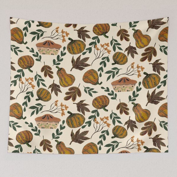 Item preview, Painterly Pumpkins Fall Leaves and Branches and Pumpkin Pie Neutral Beige designed and sold by JasmineGDesigns.