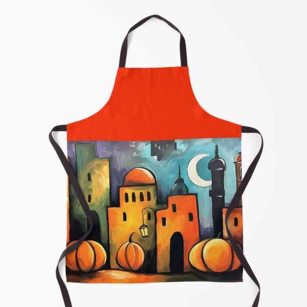 Item preview, Explore a Whimsical Halloween Arabia Cityscape with Giant Pumpkins Lanterns and Crescent Moons designed and sold by OlfactoART Studio.