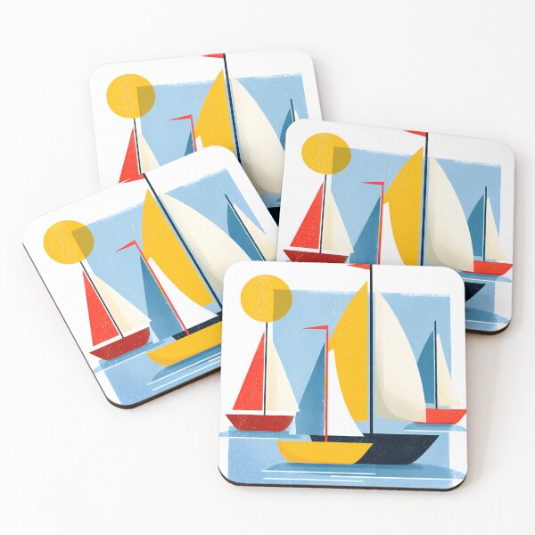 Item preview, Abstract Sailing Boats Illustration – Colorful Nautical Ocean Design designed and sold by DesignArtist.ia.