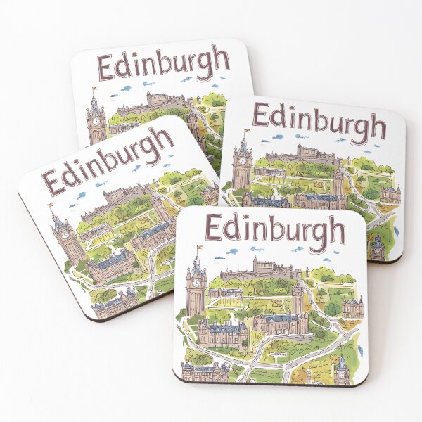 Item preview, llustrated Map of Illustration of Edinburgh's Scenic Landmarks designed and sold by Artessie.