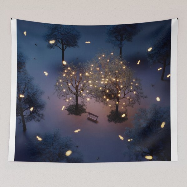 Item preview, Magical Night Forest with Fireflies – Dreamy Glow Path  designed and sold by VividOrganica.
