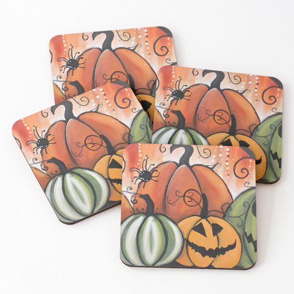Item preview, Celebrate Halloween Fun with Lively Pumpkins Swirling Vines and Playful Spiders designed and sold by OlfactoART Studio.