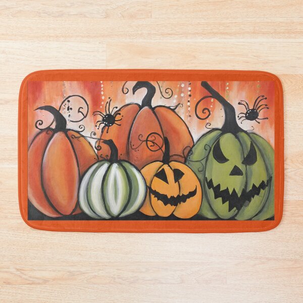 Item preview, Celebrate Halloween Fun with Lively Pumpkins Swirling Vines and Playful Spiders designed and sold by OlfactoART Studio.