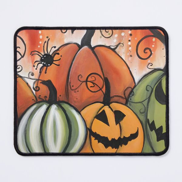 Item preview, Celebrate Halloween Fun with Lively Pumpkins Swirling Vines and Playful Spiders designed and sold by OlfactoART Studio.
