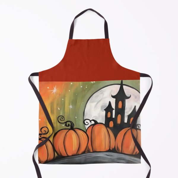 Item preview, Explore a Moonlit Halloween Hill with Bright Pumpkins and Spooky Haunted Gothic Castle designed and sold by OlfactoART Studio.