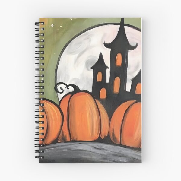 Item preview, Explore a Moonlit Halloween Hill with Bright Pumpkins and Spooky Haunted Gothic Castle designed and sold by OlfactoART Studio.