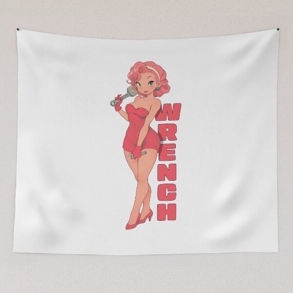 Item preview, Mechanic Betty Pinup Wrench anime cartoon girl designed and sold by blackdogshop.