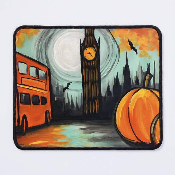 Item preview, Ride Through a Moonlit Halloween London with Glowing Jack-o-Lanterns and Double-Decker Bus designed and sold by OlfactoART Studio.