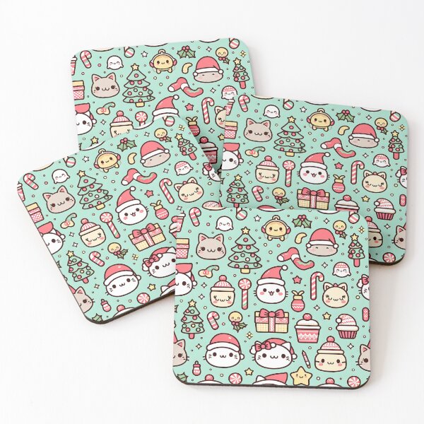 Item preview, Kawaii Christmas Cats Pattern - Cute Holiday Design with Gifts and Festive Icons designed and sold by Fragy72.