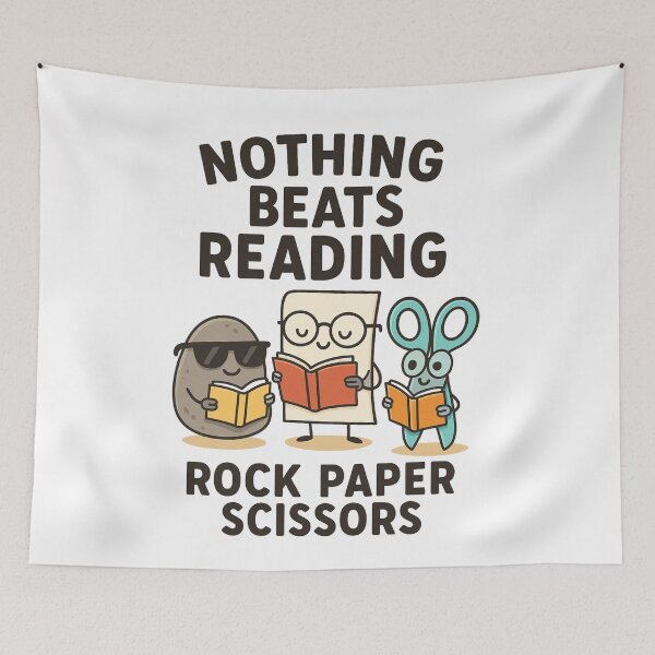 Item preview, Nothing Beats Reading – Funny Rock Paper Scissors Book Lover Design designed and sold by SlomianyPisarz.