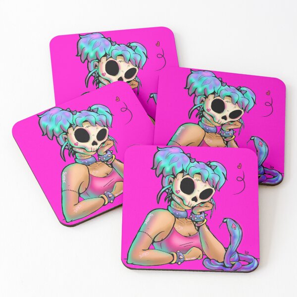 Item preview, Shedding Skin Skull Girl with Snake and Tattoos - Psychedelic Neon Design with Pastel Goth and E-girl Aesthetics designed and sold by SegretDreams.