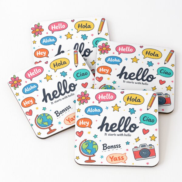 Item preview, Hello Greeting Doodle – Playful Multilingual Speech Bubble Sticker & Cute Cartoon Design designed and sold by FOFANOS28.
