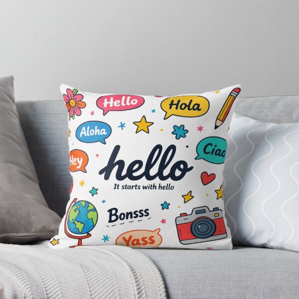Item preview, Hello Greeting Doodle – Playful Multilingual Speech Bubble Sticker & Cute Cartoon Design designed and sold by FOFANOS28.