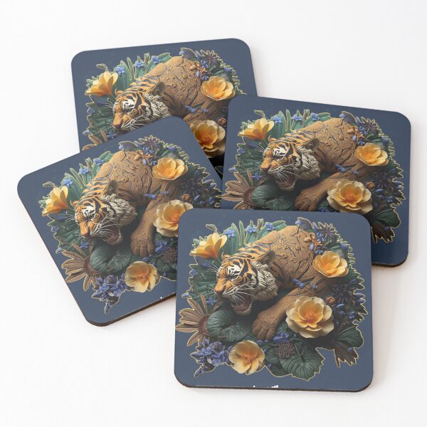 Item preview, 3D Tiger Cake – Gentle Power Surrounded by Flowers designed and sold by Naturalite19.