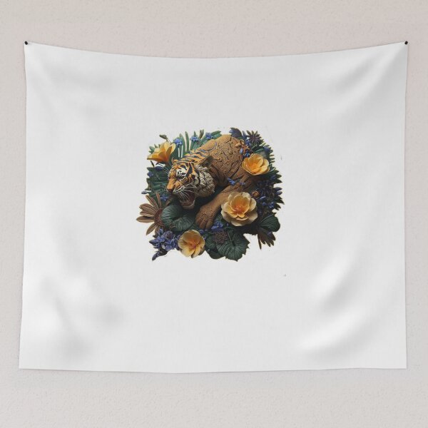 Item preview, 3D Tiger Cake – Gentle Power Surrounded by Flowers designed and sold by Naturalite19.