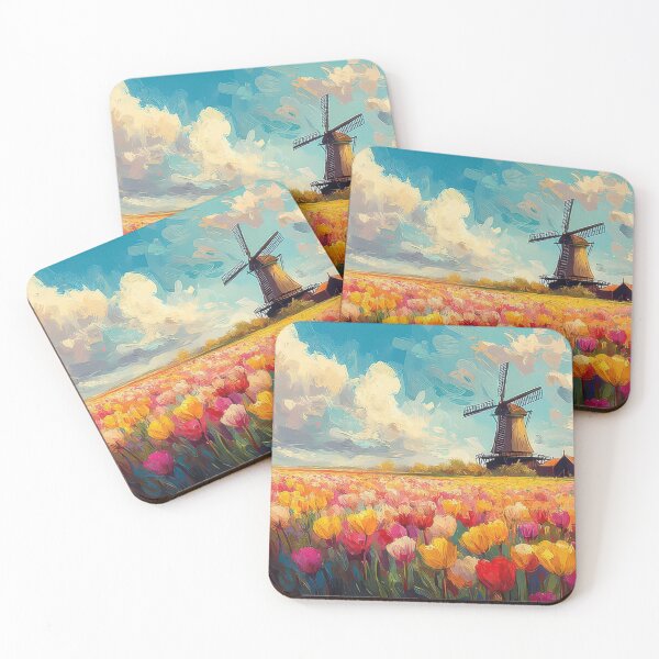 Item preview, Dutch Tulip Fields And Windmill designed and sold by Pindecory.
