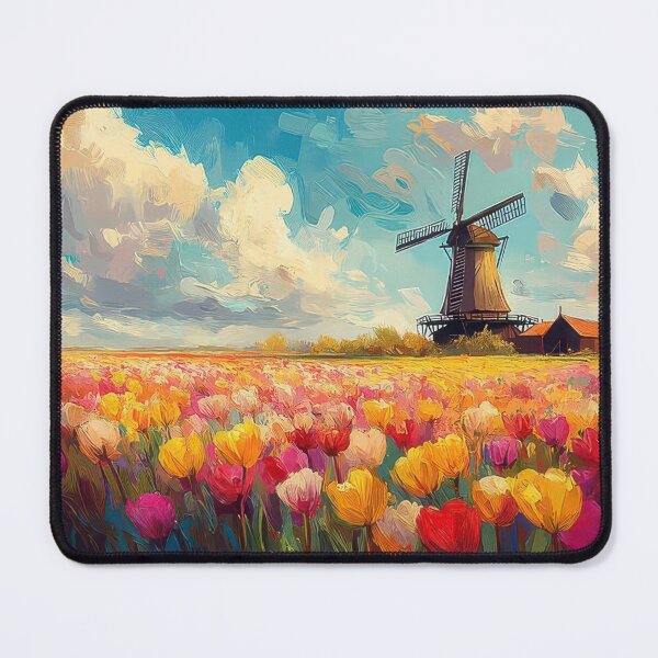 Item preview, Dutch Tulip Fields And Windmill designed and sold by Pindecory.