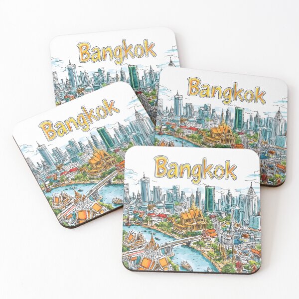 Item preview, illustrated Map  of Bangkok’s Iconic Skyline and Temples designed and sold by Artessie.