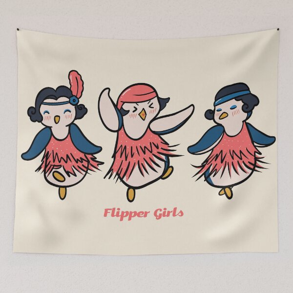 Item preview, Cute 1920s Flapper Penguins Illustration designed and sold by MariOyama.
