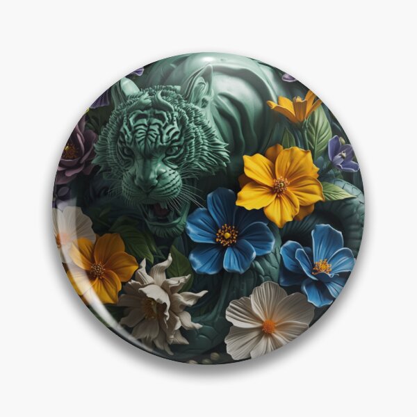 Item preview, Pastel Green 3D Tiger – Wild Floral Fantasy Art designed and sold by Naturalite19.