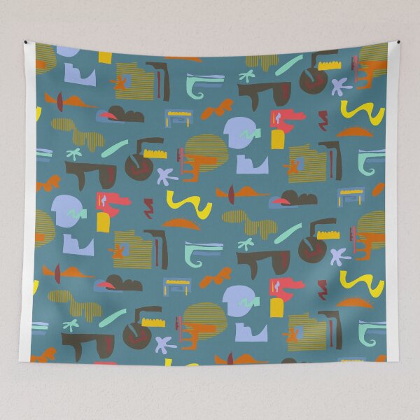 Item preview, Minimal Scandinavian digital geometric pattern green blue designed and sold by Alessandro Remo Mazzoni Remotextiles.