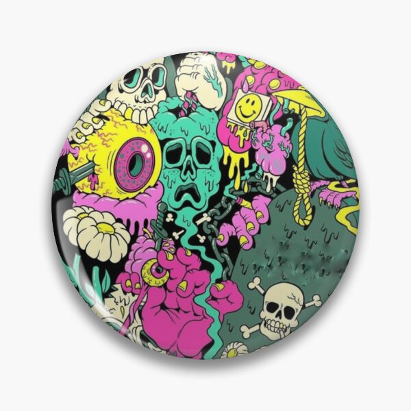 Item preview, Psychedelic Skull Pile with Eyeballs and Mushrooms designed and sold by dianadouri.