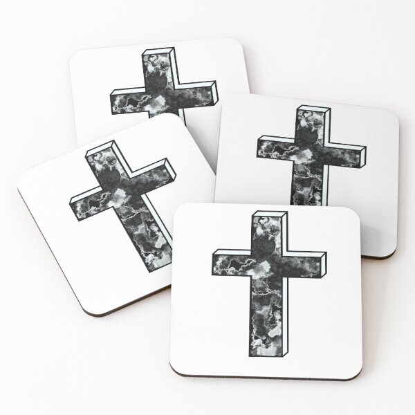 Item preview, Black And White Gothic Marble Cross designed and sold by StrawbBonsai.