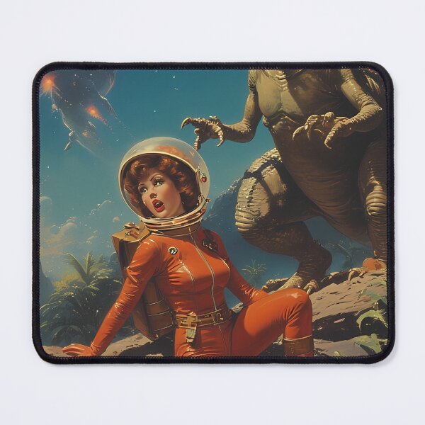 Item preview, The Astronaut Woman and the Retro Space Dinosaur designed and sold by she-devil-shirt.