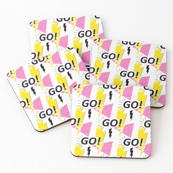 Item preview, GO! Pattern with motivate phrase and gold flash on pink triangle. Pop-art poster. designed and sold by zuperelectracat.