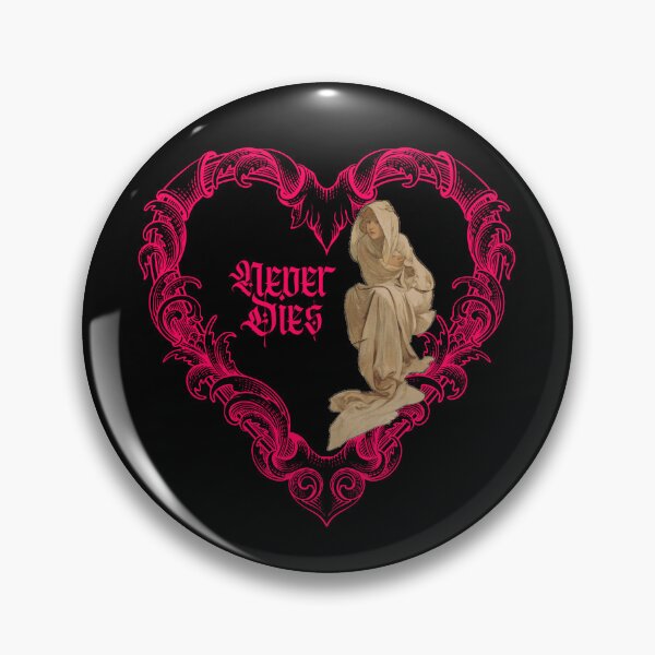 Item preview, Never Dies – Gothic Neon Heart & Vintage Statue Art Design designed and sold by  Catpuccino.