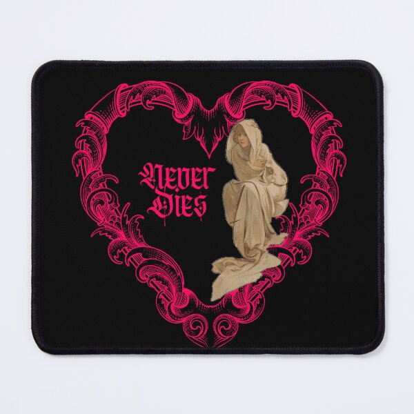 Item preview, Never Dies – Gothic Neon Heart & Vintage Statue Art Design designed and sold by  Catpuccino.