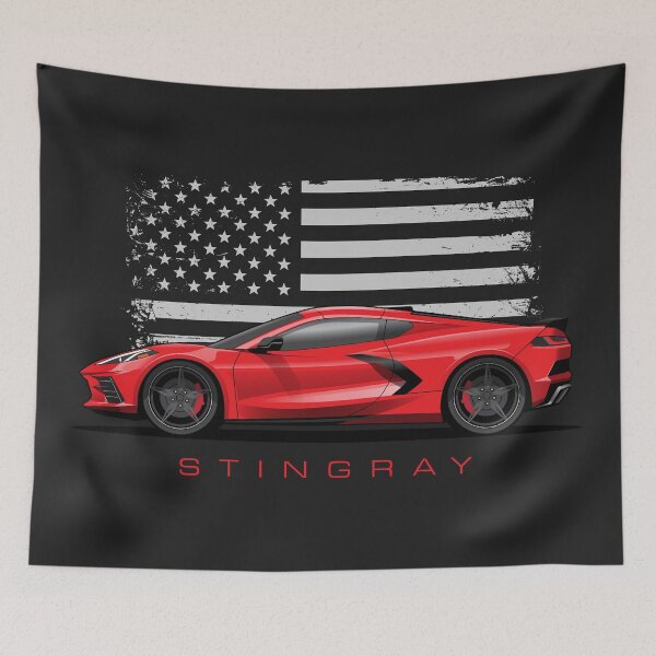 Item preview, Chevy Corvette C8 American Flag Illustration designed and sold by blackdogshop.