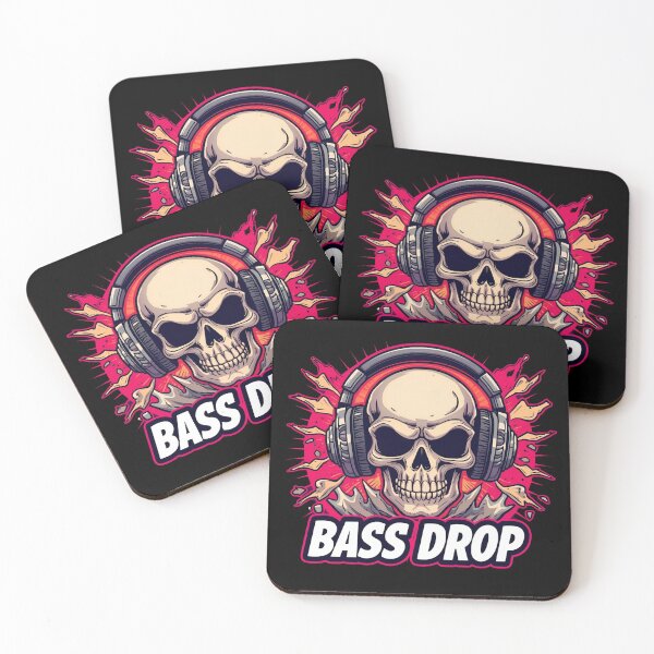Item preview, Bass Drop skull wearing huge headphones 5 designed and sold by Neon G.