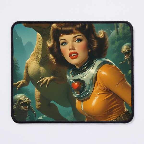 Item preview, The cosmic woman with the dinosaur from the distant planet designed and sold by she-devil-shirt.