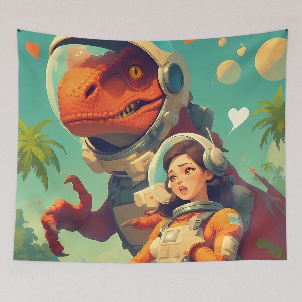 Item preview, Attack of the Space Dinosaurs on the Planet of the Retro Astronauts designed and sold by she-devil-shirt.