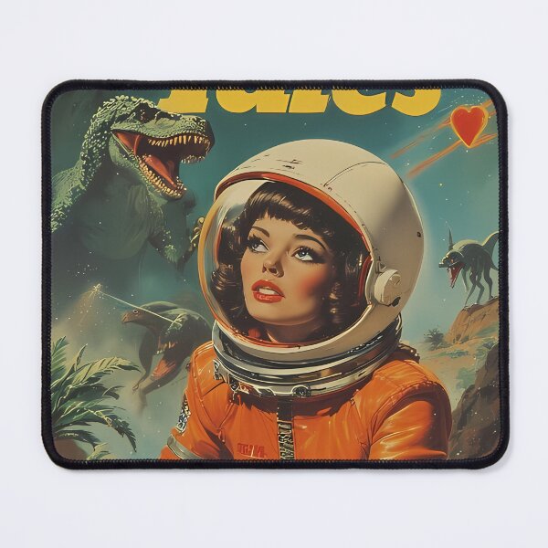 Item preview, Pulp Cover The Astronaut Woman and the Retro Space Dinosaur designed and sold by she-devil-shirt.