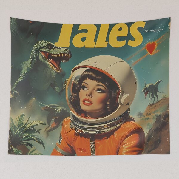 Item preview, Pulp Cover The Astronaut Woman and the Retro Space Dinosaur designed and sold by she-devil-shirt.