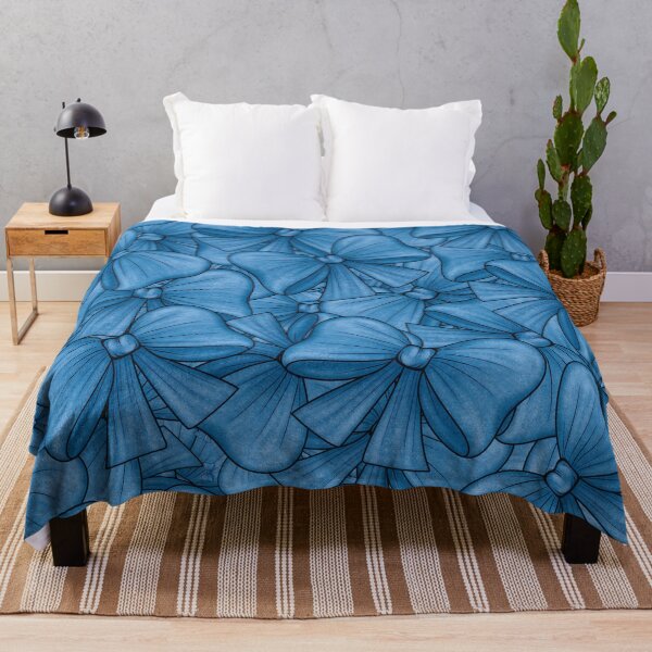 Item preview, Pattern of blue bows chaotically scattered designed and sold by Cherevan.