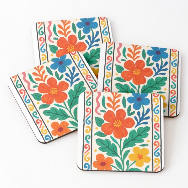 Item preview, Colorful Folk Art Floral Illustration designed and sold by Kruti Collection.