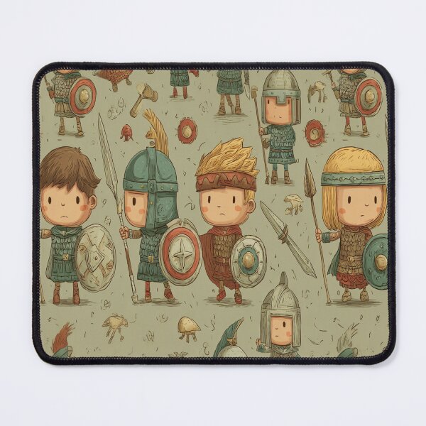 Item preview, Adorable Ancient Warriors – Cartoon Roman Gladiator Repeat Pattern designed and sold by Whimsy-Grove.