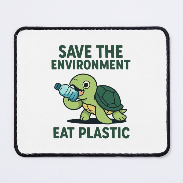 Item preview, Save the Environment Eat Plastic – Funny Turtle Dark Humor Design designed and sold by SlomianyPisarz.