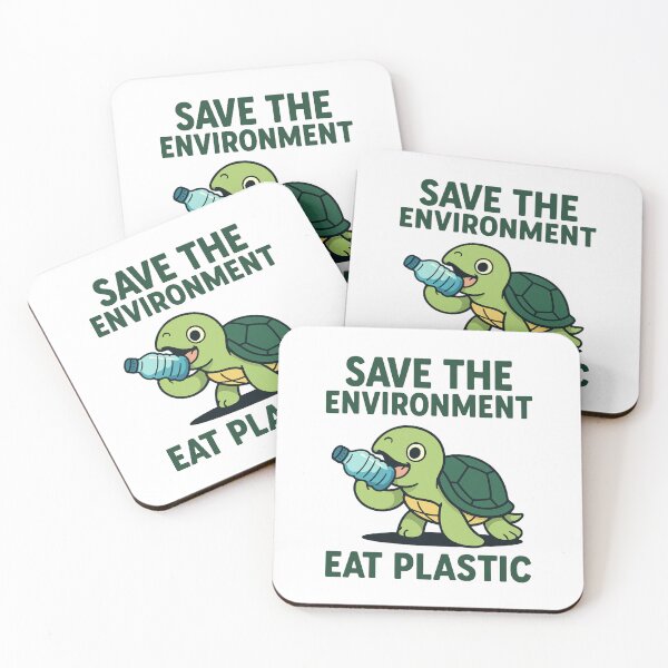 Item preview, Save the Environment Eat Plastic – Funny Turtle Dark Humor Design designed and sold by SlomianyPisarz.