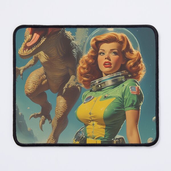 Item preview, The Cosmic Woman and the Retro Dinosaur designed and sold by she-devil-shirt.
